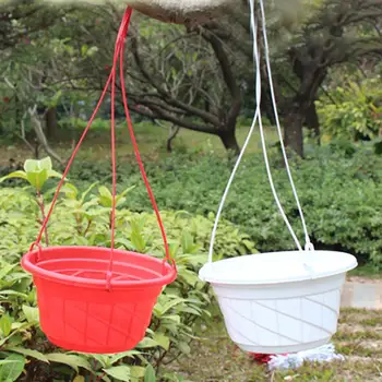 

Home garden hanging flower plant pot chain basket planter C180 dumb white red plastic hanging orchid pot hanging hook pot