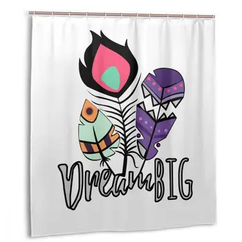 

CHARM HOME Dream Big Plastic Shower Curtain 66x72 In Customized Bathroom Decorative Waterproof Polyester