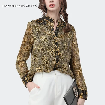 

Fashion Women' Chiffon Shirt Little Yellow Floral Printed Long Sleeve Single-breasted Top New 2020 Spring Summer Ladies Blouses