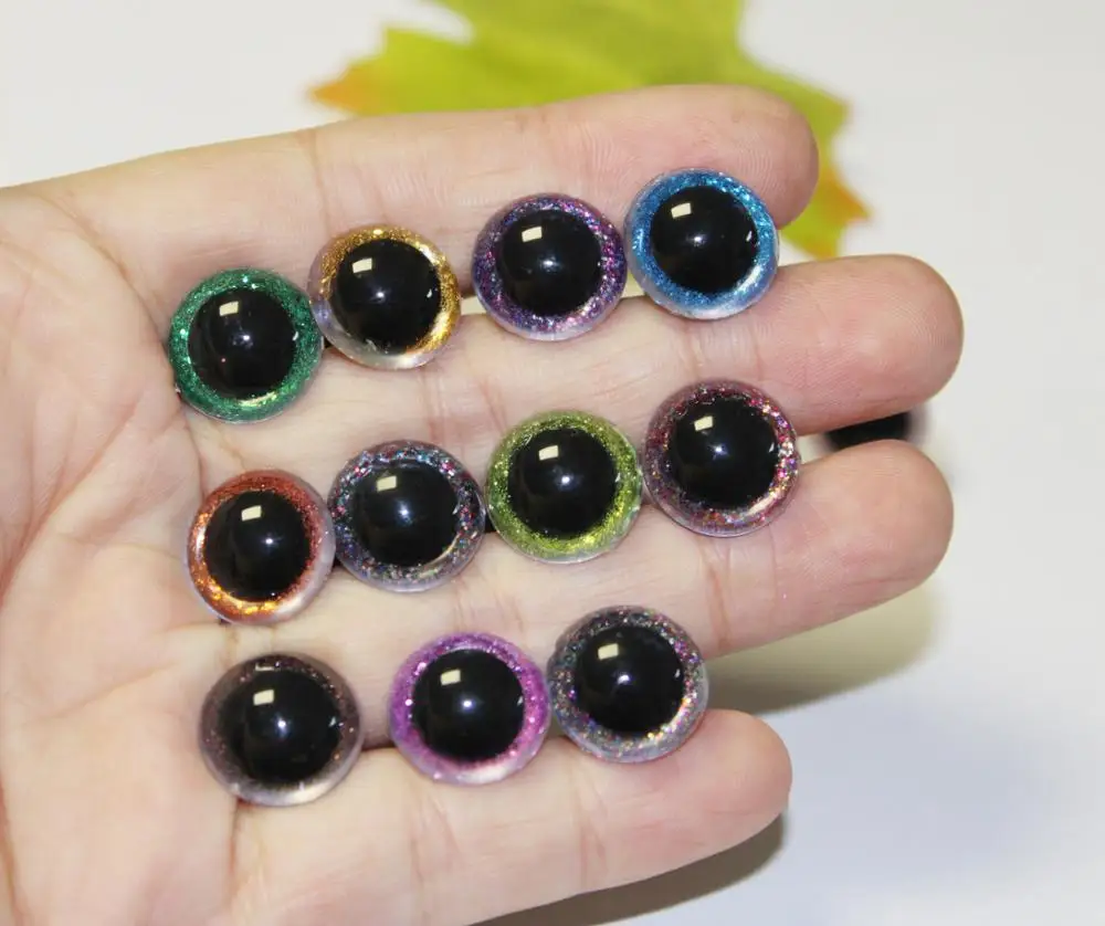 100pcs N18 13mm 24mm glitter round safety clear toy eyes+hard washer+