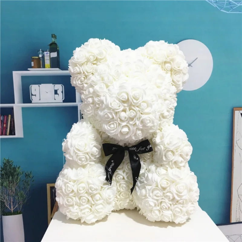 

Artificial Flower Rose Bear shape Multicolor Plastic Foam Rose Girlfriend Valentines Day Gift Birthday Party Decoration