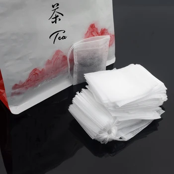 激安 100個茶5.5*7センチメートルフィルター紙袋使い捨て緑茶巾着文字列癒す安全茶葉強力な浸透ティーバッグ