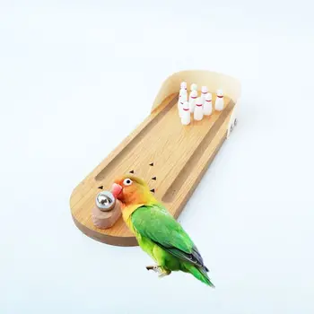 

Parrot Bird Toy Wooden Mini Desktop Bowling Parakeet Intelligence Training Game