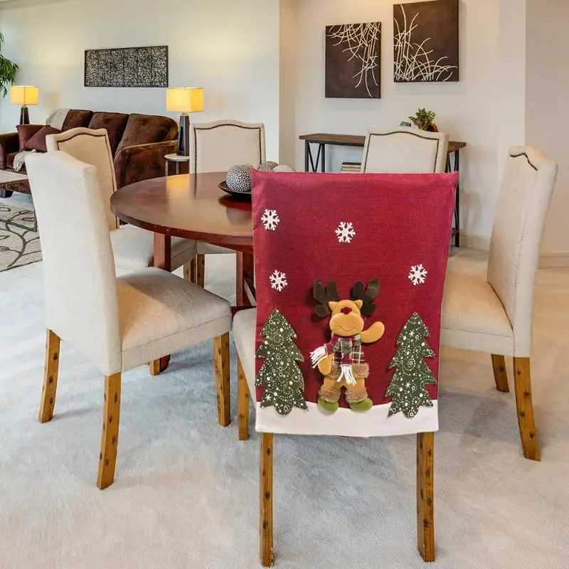 Рождественский стул Санта Клаус снеговик лося Новогоднее сиденье Чехол