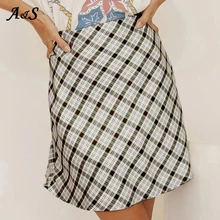 

Anbenser Korean Women Plaid Mini Skirt With Zipper Retro A-line Ulzzang High Waist Students Fashion Girls Female Stylish Fit