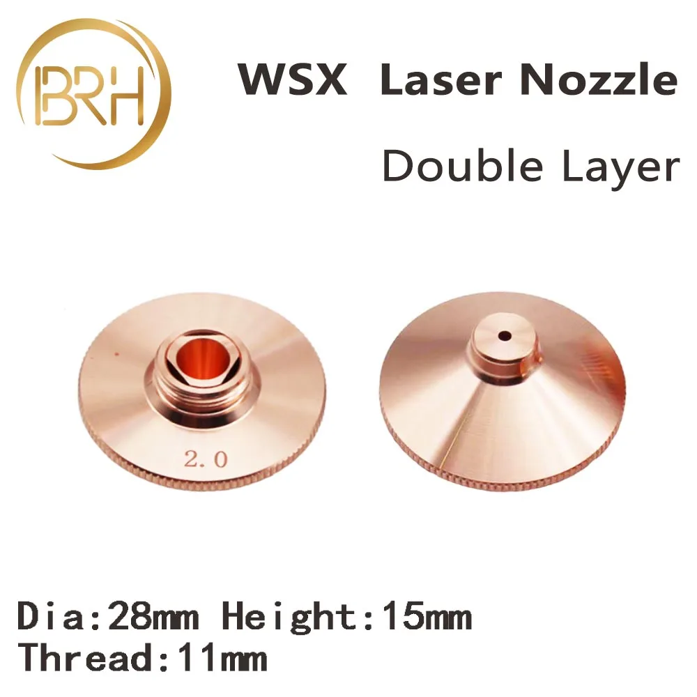 BRH10pcs/lot WSX New Laser Nozzles WPCT Double/Single Layer Dia.28 H15 M11 WSX Fiber Laser Head Parts Factory Sales