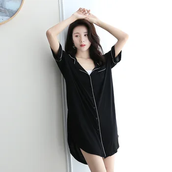 

Modal Nightdress Female Summer Short-sleeved Large Size Loose Sleepshirts Home Clothes Womens Nightgown Sleepwear Night Dress