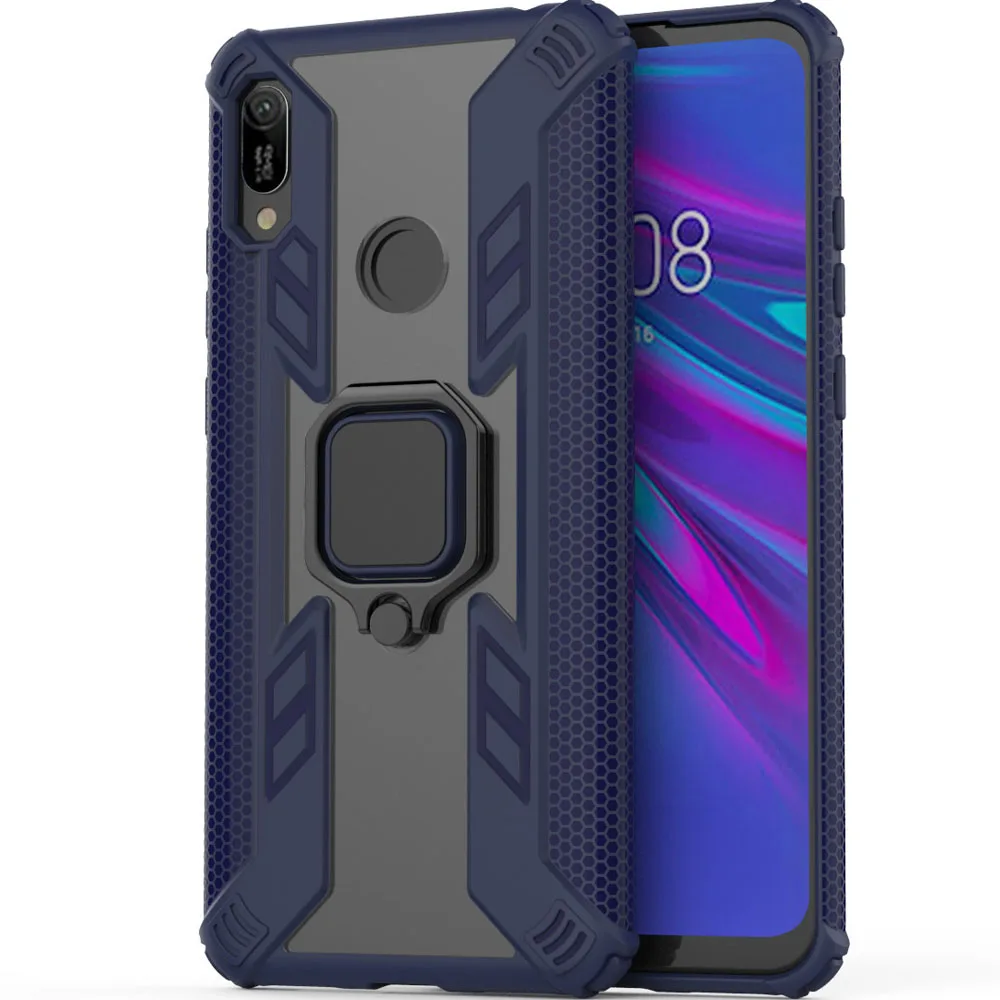Тёмно-синий Для huawei honor 8A чехол магнитный автомобильный держатель кольцо подставка прозрачный ТПУ+ PC Броня чехол на huawei honor 8A JAT-LX1 8 A honor 8A чехол - Цвет: Тёмно-синий