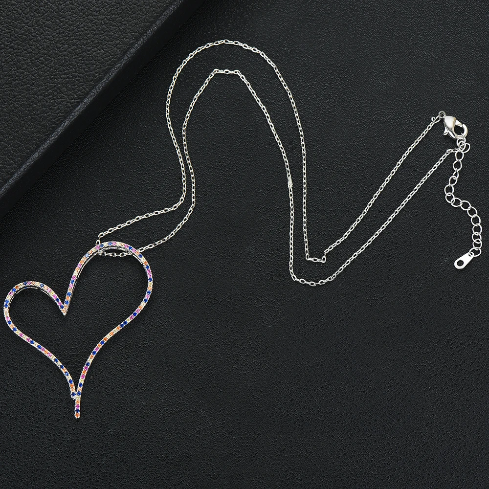 Najtaniej Missvikki Fashion romantyczne serce łańcuszek z wisiorem naszyjnik biżuteria dla kobiet dziewczyna ślubna dla nowożeńców pełna błyszcząca CZ 2019 romantyczny prezent
