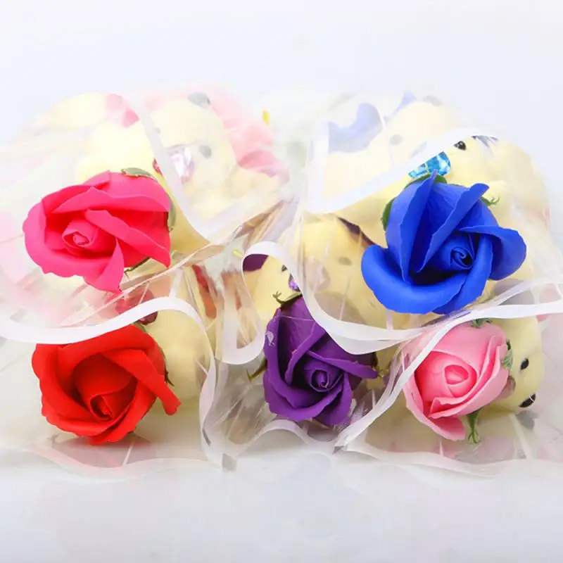 Dropship Unique Bear Flower Soap Favors Wedding Gifts Mother's Day Gifts Simulation Rose Bouquet Small Gift Personalized Gift