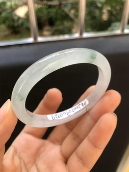 

Zheru Jewelry Natural Burmese Jade 54-64mm Light Color Bracelet Elegant Princess Jewelry Best Gift