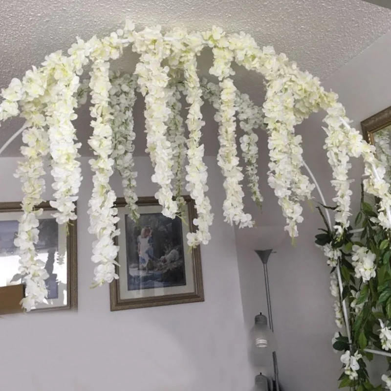 Длинные искусственные цветы гортензии лоза украшения дома wisteria поддельные цветы гирлянда шелк для свадебное оформление украшение стены