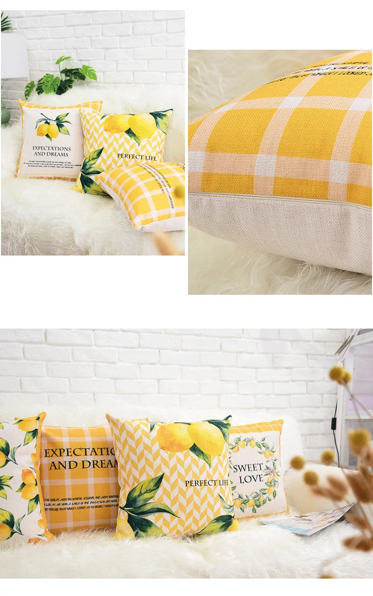 Description Picture 4 of itemLemon Letter Printed Cushion Cover for sofa Chair Car Home decorative pillow cover 45x45cm Wedding decoration pillow case