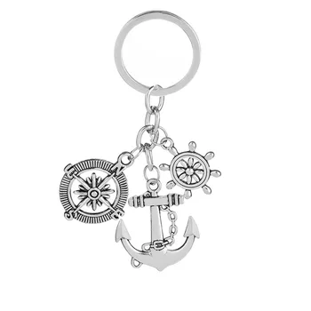

Graduation Gift Keychain Compass Key Ring Rudder Anchor Party Decoration Favors Supplies for Students