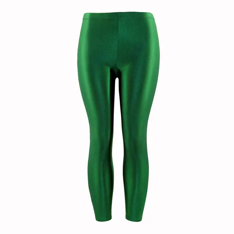 Bottle green Новинка, 1 шт., женские леггинсы, популярные, блестящие, флуоресцентные, повседневные, спандекс, брюки для девочек, большие размеры, одноцветные, эластичные - Цвет: Bottle green