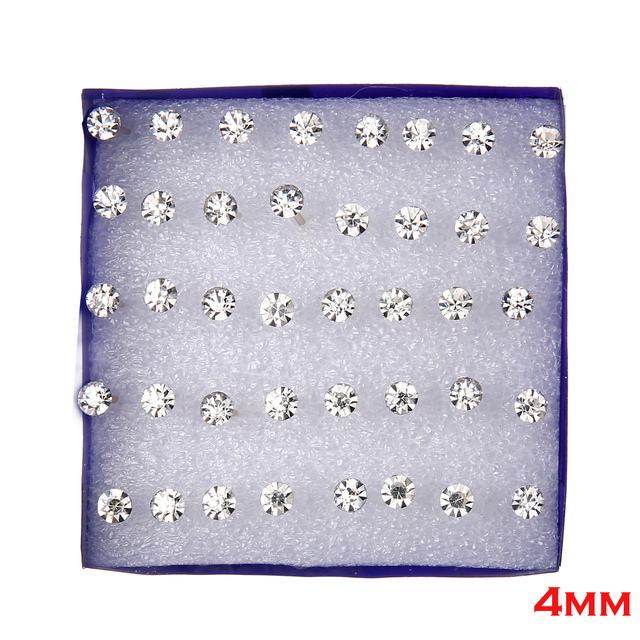 pairs/set White Crystal Earrings Set For Women Earring Set Jewelry Rhinestones Stud Earrings kit Pack lots brincos