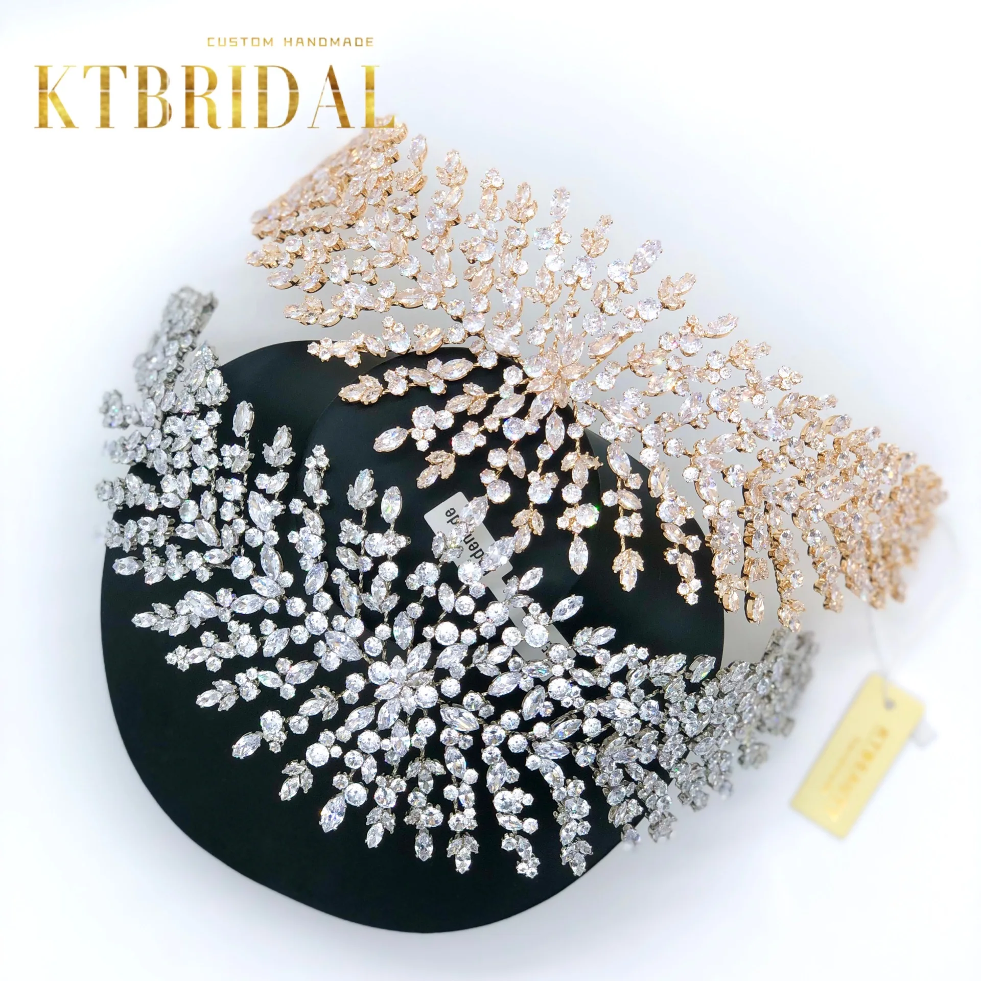 

New Zircon Tiara Leaves Design Vintage Bridal Headpieces Party Fashion Design KTBRIDAL Women Bridal Gift Wedding Accessiories