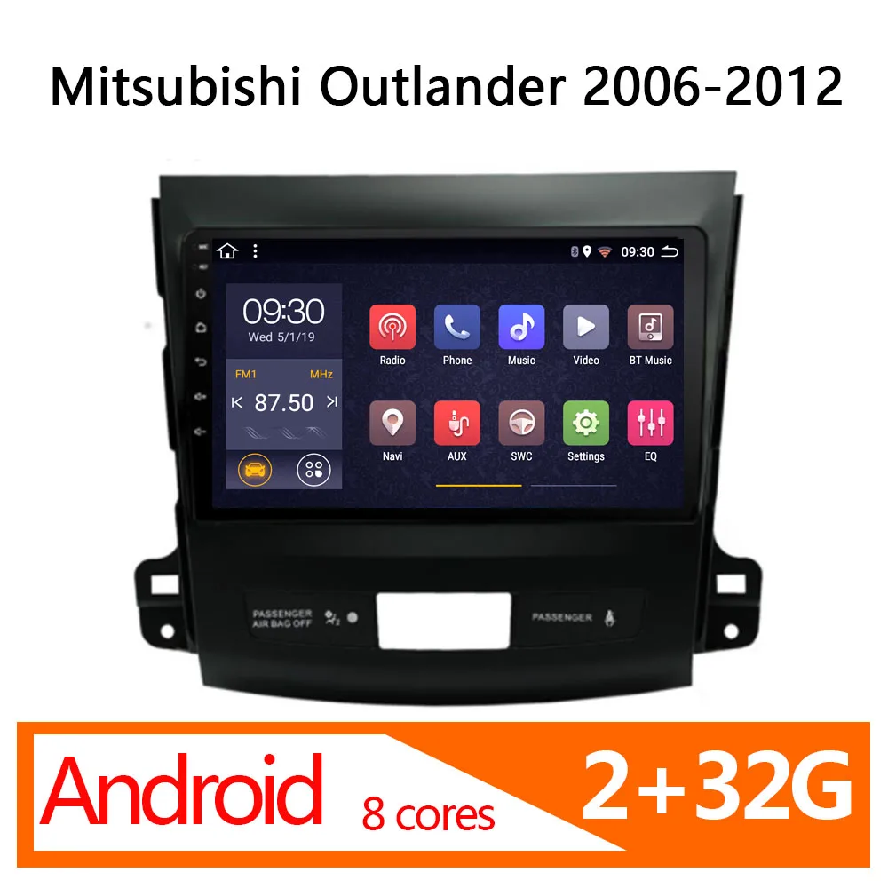 Автомагнитола DVD плеер для Mitsubishi Outlander android 2 + 32 Гб 8 ядер 2006 2012 1 din atoto головное