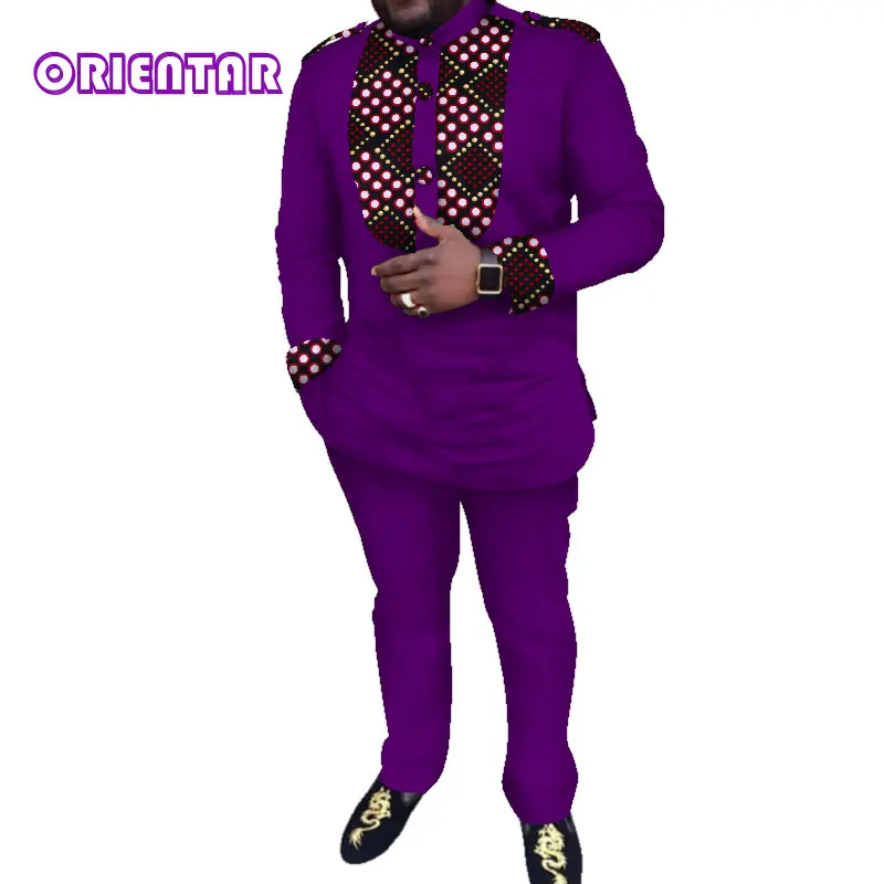 Комплект повседневной одежды для мужчин в африканском стиле футболка с длинным