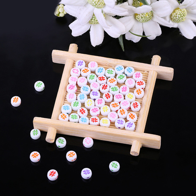 beaded handmade DIY jewelry accessories round love beads and # word beads acrylic clothing accessories loose beads