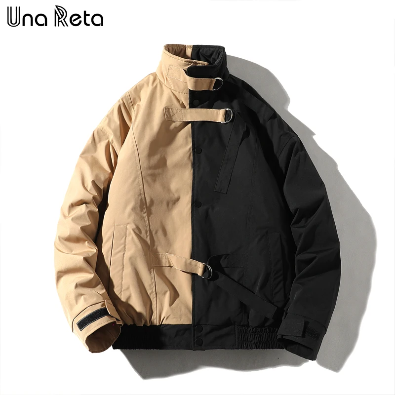 Una Reta, мужская зимняя куртка, Новая Стильная парка в стиле пэчворк размера плюс, пальто в стиле хип-хоп, Мужская одежда, Харадзюку, уличная куртка для мужчин - Цвет: Хаки