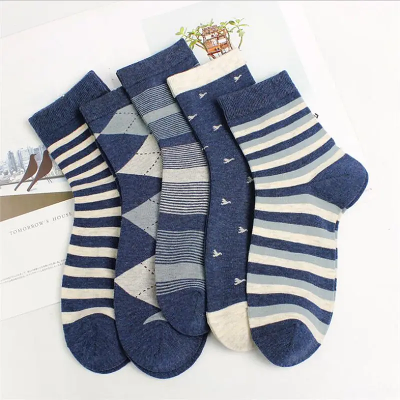 5 пар Осень-зима хлопковые носки мужские носки простые теплые удобные и дышащие хлопковые носки - Цвет: 11
