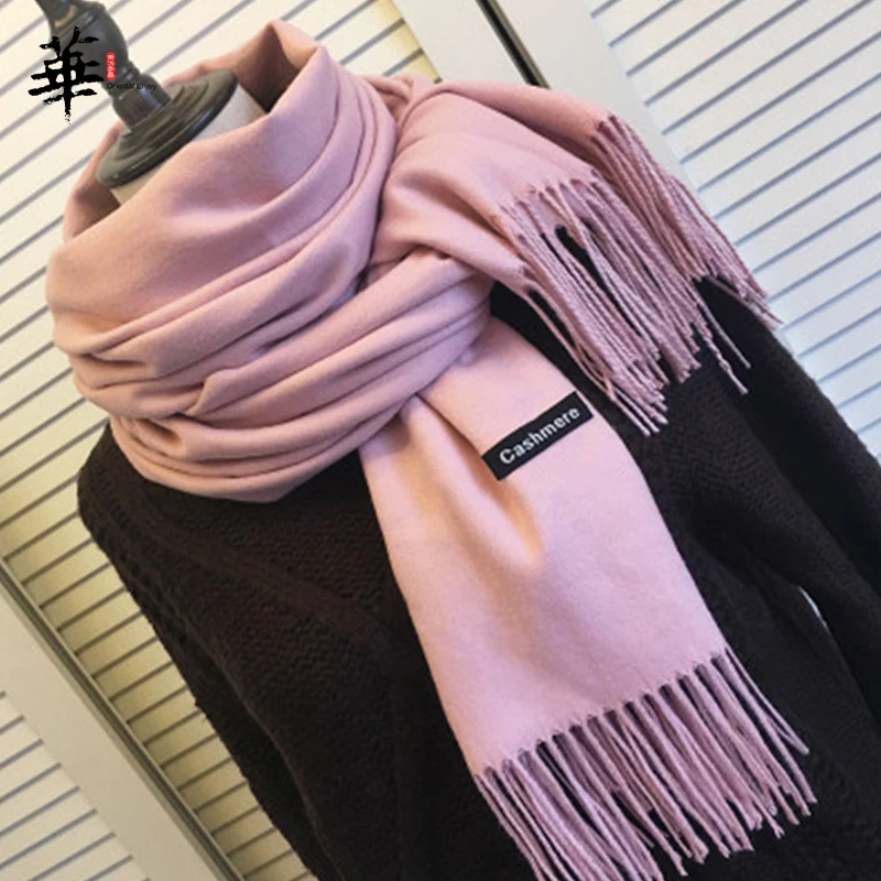 

Fashion Solid Cashmere Scarf Women 2020 Tassel Long Scarf Autumn High Quality Shawls Scarves Hijabs Scarf for Women 200*70CM