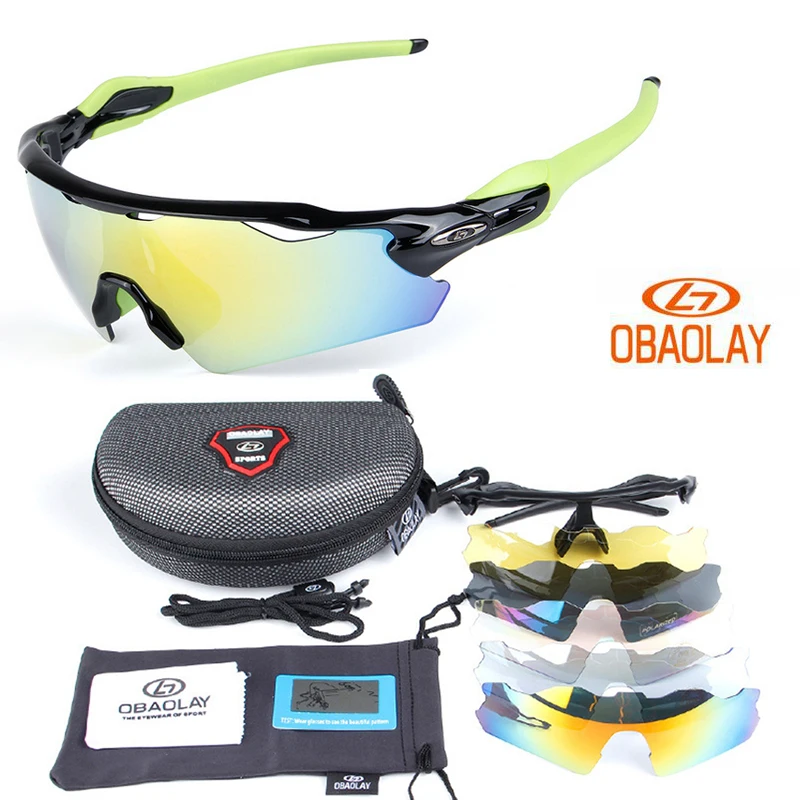 OBAOLAY5 линзы UV400 поляризованные очки для верховой езды, ветрозащитные мужские и женские велосипедные очки, очки для спорта на открытом воздухе, рыбалки, гольфа - Цвет: Зеленый