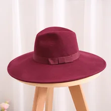 Новая Элегантная большая черная шляпа с большими полями, фетровая шерстяная шляпа для женщин, бант, Панама, австралийская женская мягкая фетровая шляпа, повседневная одежда