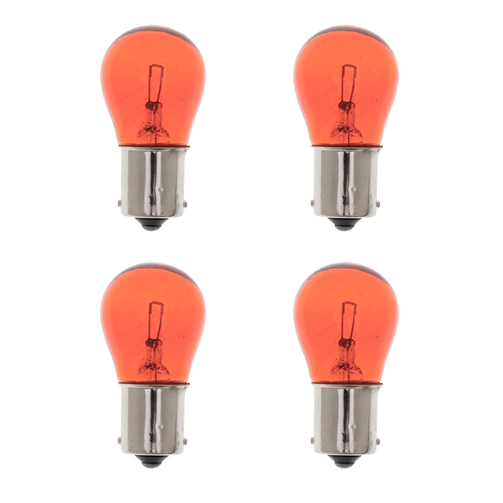 4pcs Amber 1156 BA15S Bulb Bayonet Base Lamp 21W Turn Signal Light