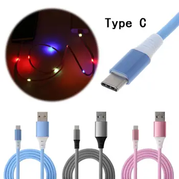 

Type C Charging Cable Data Line LED Lighting Voice Control Cord for Mobile Phone 667C