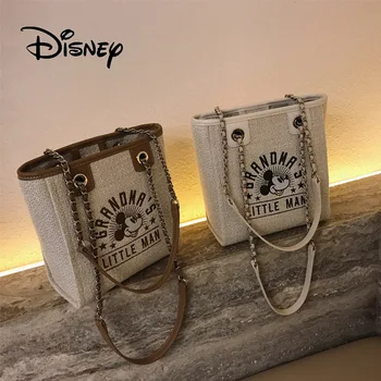 

Disney Mickey Ladies Shoulder Bag Cotton and Linen Teen Girl Handbag Large Capacity Casual Wild Simple Fashion