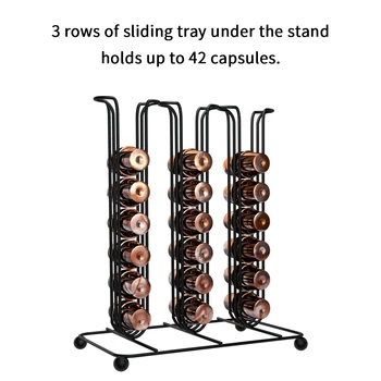 

42 Table Bedroom Living Room Capsule Coffee Pod Holder Tower Stand Rack Storage Metal Black Shelve Organizer Tool