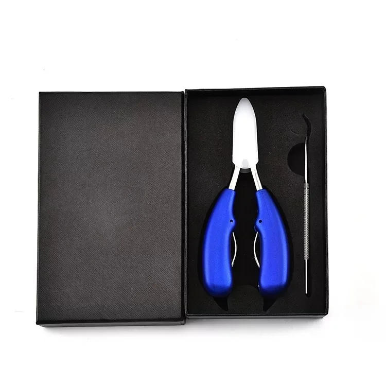 blue Professional Stainless Steel Nail Cuticle Nipper Scissors Ingrown Toenail Podiatry Correction Nipper Hand Foot Dead Skin Remover - Цвет: blue