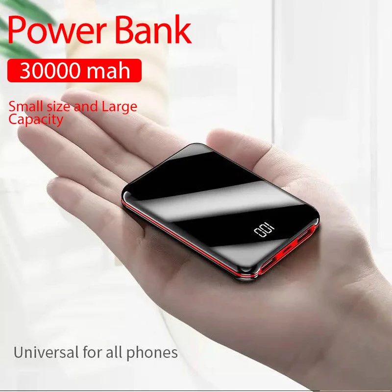 

Portable Mini 30000 MAh Power Bank For All Mobile Phone Power Bank Pover Bank Charger 2 USB Ports External Battery Poverbank