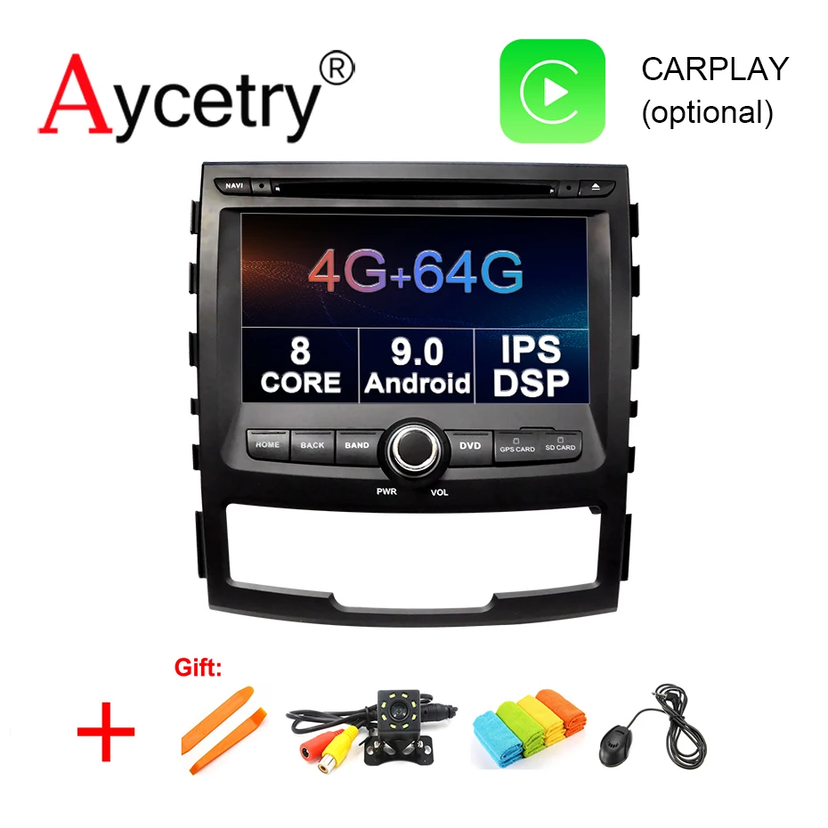 Top 4G 64G 8 CORE 2 Din Android 9.0 CAR dvd multimedia player GPS navigation audio For SSANGYONG KORANDO car radio sterero obd2 dvr 0