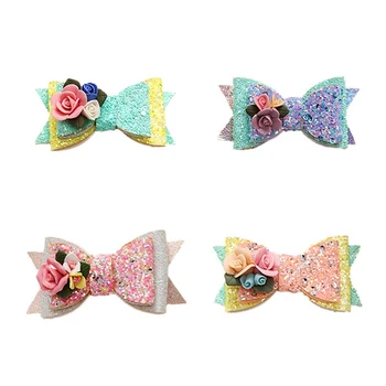 

Children Swallowtail Bow Side Clip New Princess Sequins Flower Hairpin Girls Bangs Clips Hair Accessories