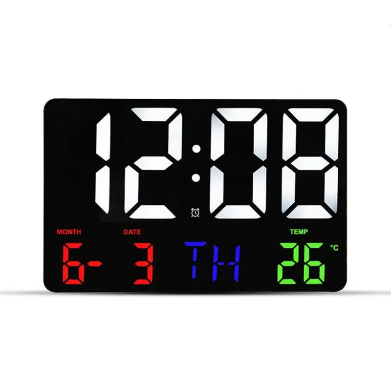 Remote Control  Large Digital Wall Clock Automatic Dimming Temp Date Power Off Memory Table Clock Wall-mounted LED Clocks 