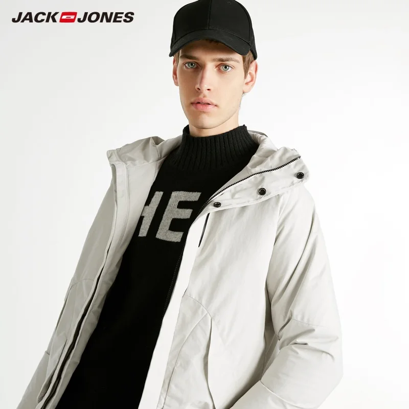 JackJones Мужская Зимняя мода Повседневный пуховик с капюшоном пальто мужская одежда 218312536 - Цвет: Moon