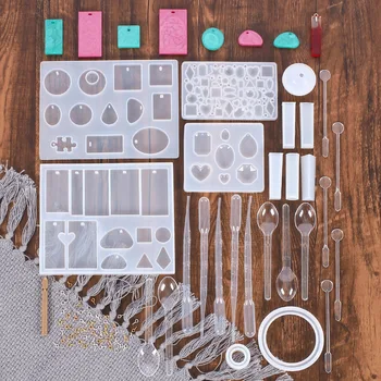 

76pcs Silicone Mold for Resin Stone Bangle Jewlery Pendant Charm Epoxy Clay Molds Kits Designer DIY Handmade Craft Set