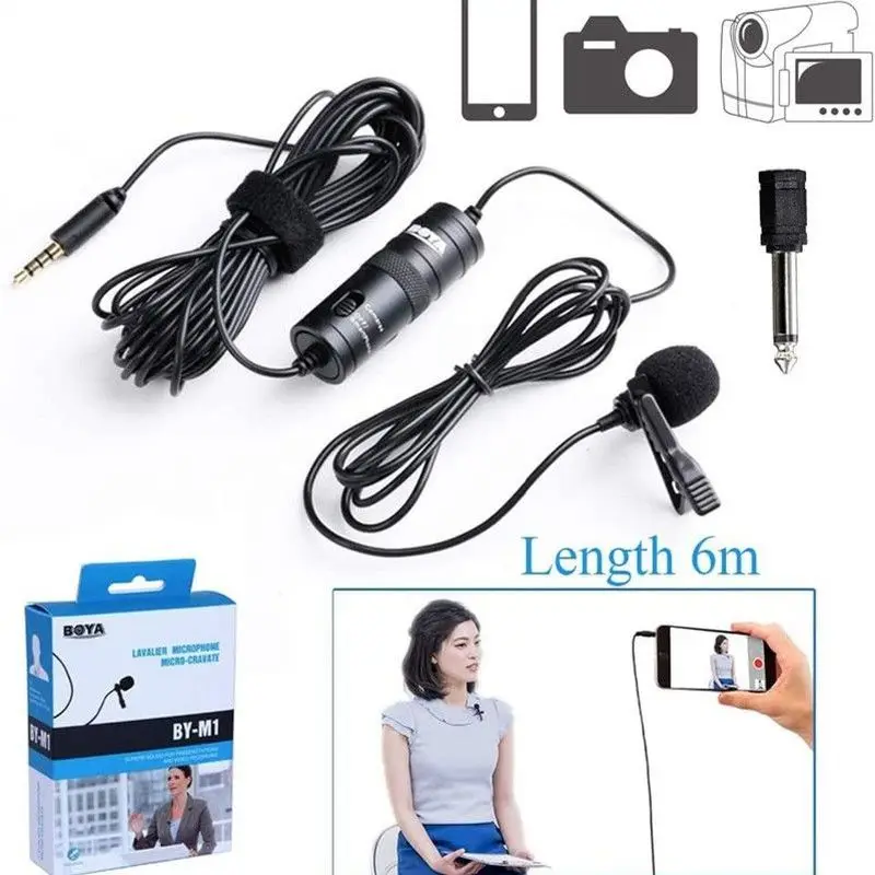 Петличный микрофон 20 футов для iPhone компьютера смартфона DSLR-камер конденсаторный