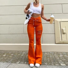 Retro street style hot girl high waist tight-fitting flared pants trousers women cotton pants high rise| women pants high rise|