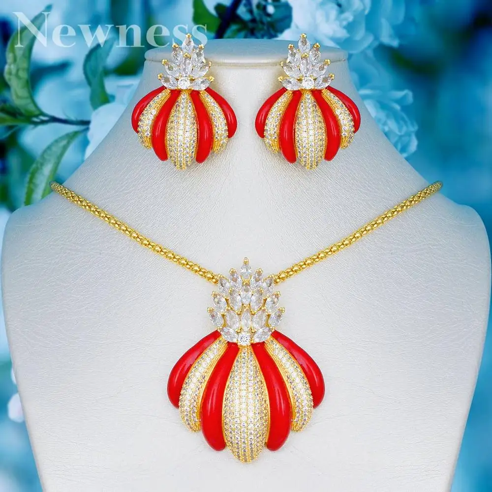 

Newness Luxury Brand Luxury Flowers Design Engagement Bracelet Earrings Cubic Zirconia Pave Women Earring Necklace Jewelry Set
