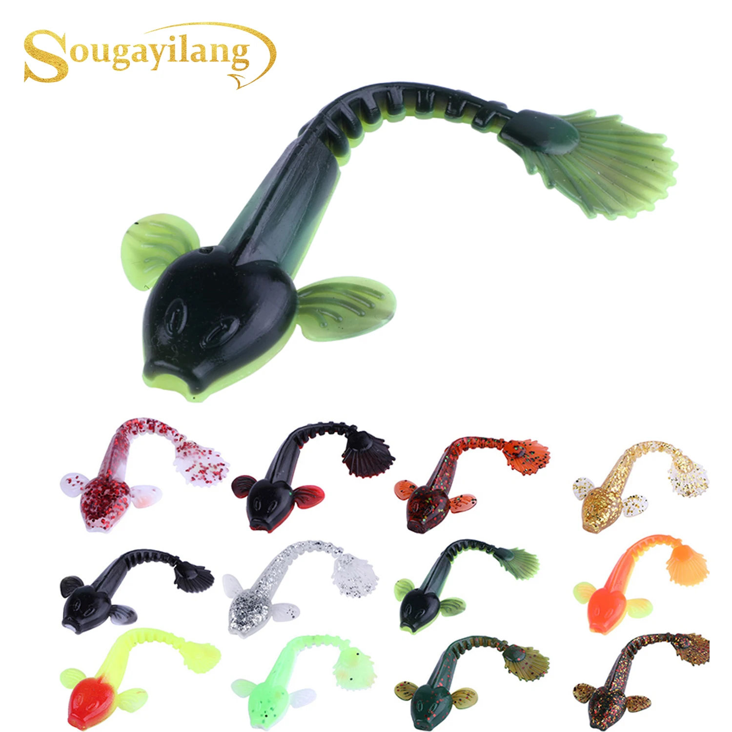 

Sougayilang Soft Lure 4.5g 3.5in 90mm 12PCS/Lot Fishing Swimbait Lure Set Tail Worm Saltwater/Freshwater Fishing Baits