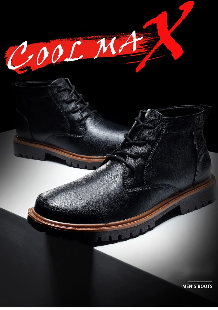 High Quality Men Boots Cow Leather Winter Fur Shoes Men Rubber Ankle Tooling Boots Male Warm Work Shoes Sneakers Men Footwear