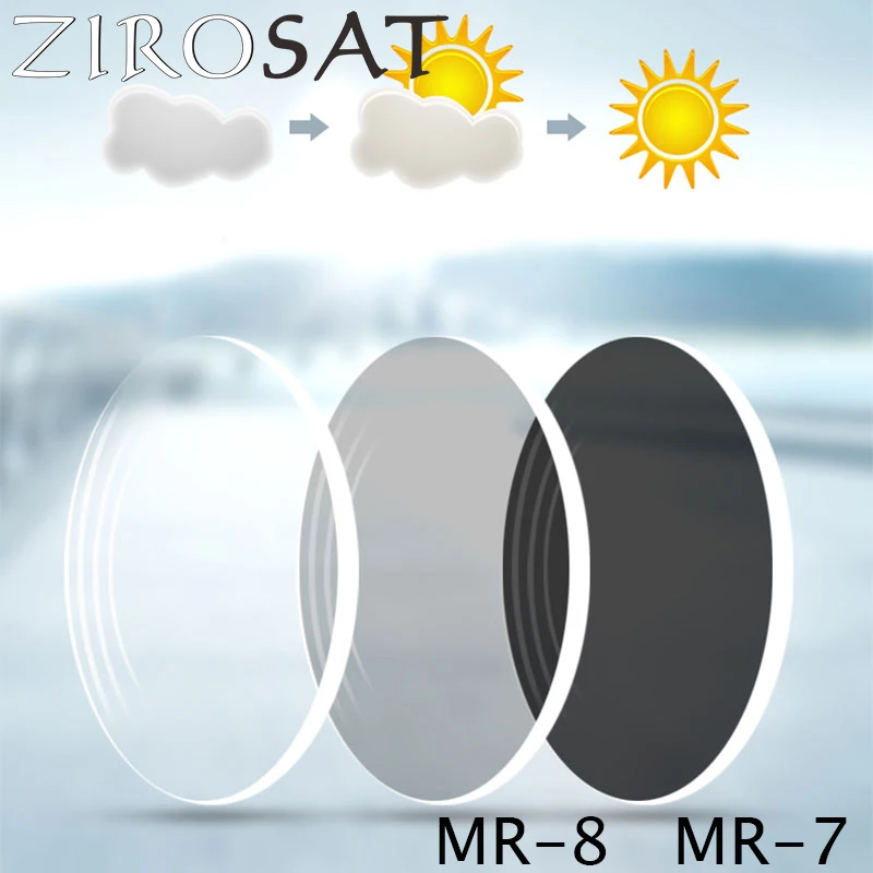 

ZIROSAT Aspheric MR-8 MR-7 1.61 1.67 Index Super Tough Photochromic Prescription Lenses Strong Anti Reflective for Rimless