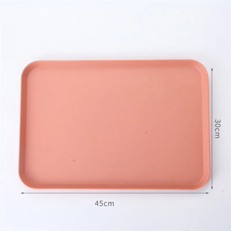 1 pcs Rectangle Fruit Bamboo Fiber Plates Storage Tray Family Dessert Dish Snack Dish Party Home Maintenance Tray Plate petisco - Цвет: Large Pink