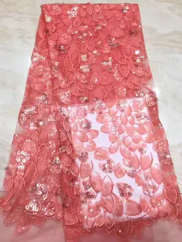

African Lace Fabric Embroidered Nigerian sequins french lace High Quality French Tulle Lace Fabric DPNO263