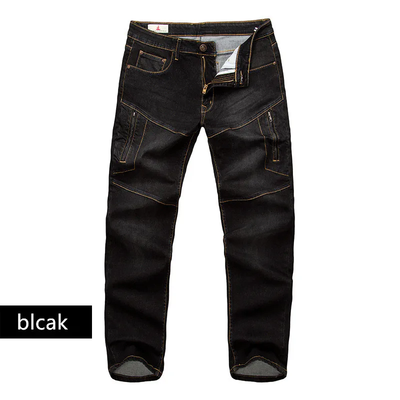 Большие размеры 40, 42, 44, 46, 48, мужские джинсы, креативные, на молнии, с карманом, весна, новинка, Роскошные, высокое качество, брендовые, хлопковые, свободные джинсы - Цвет: black