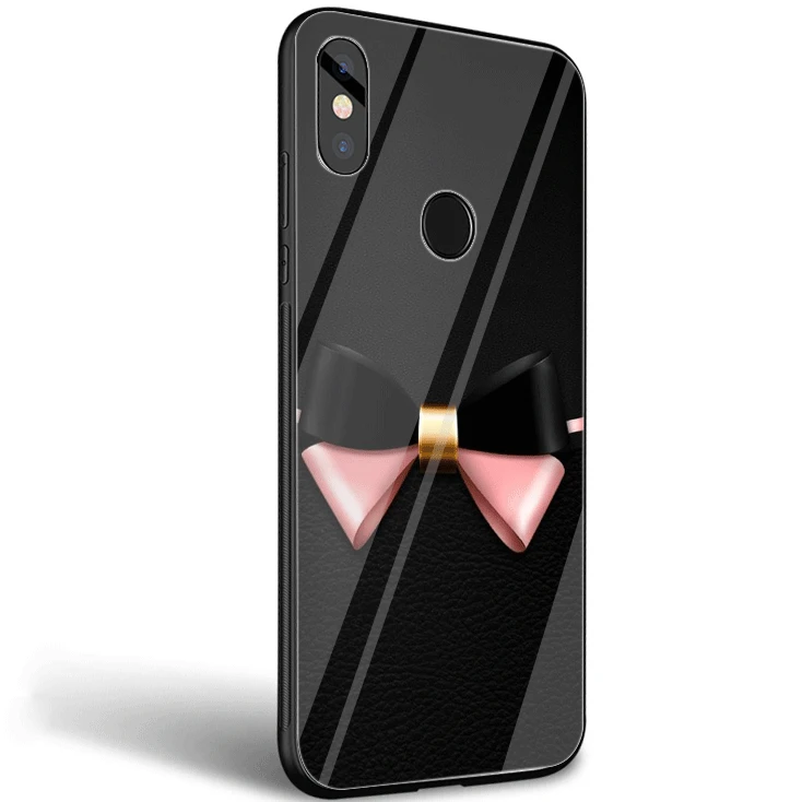 Стеклянный Чехол для мобильного телефона Xiaomi Note 5 6 7 Pro F1 A1 A2 4X5X6X9, чехол из ТПУ с бантом - Color: G10